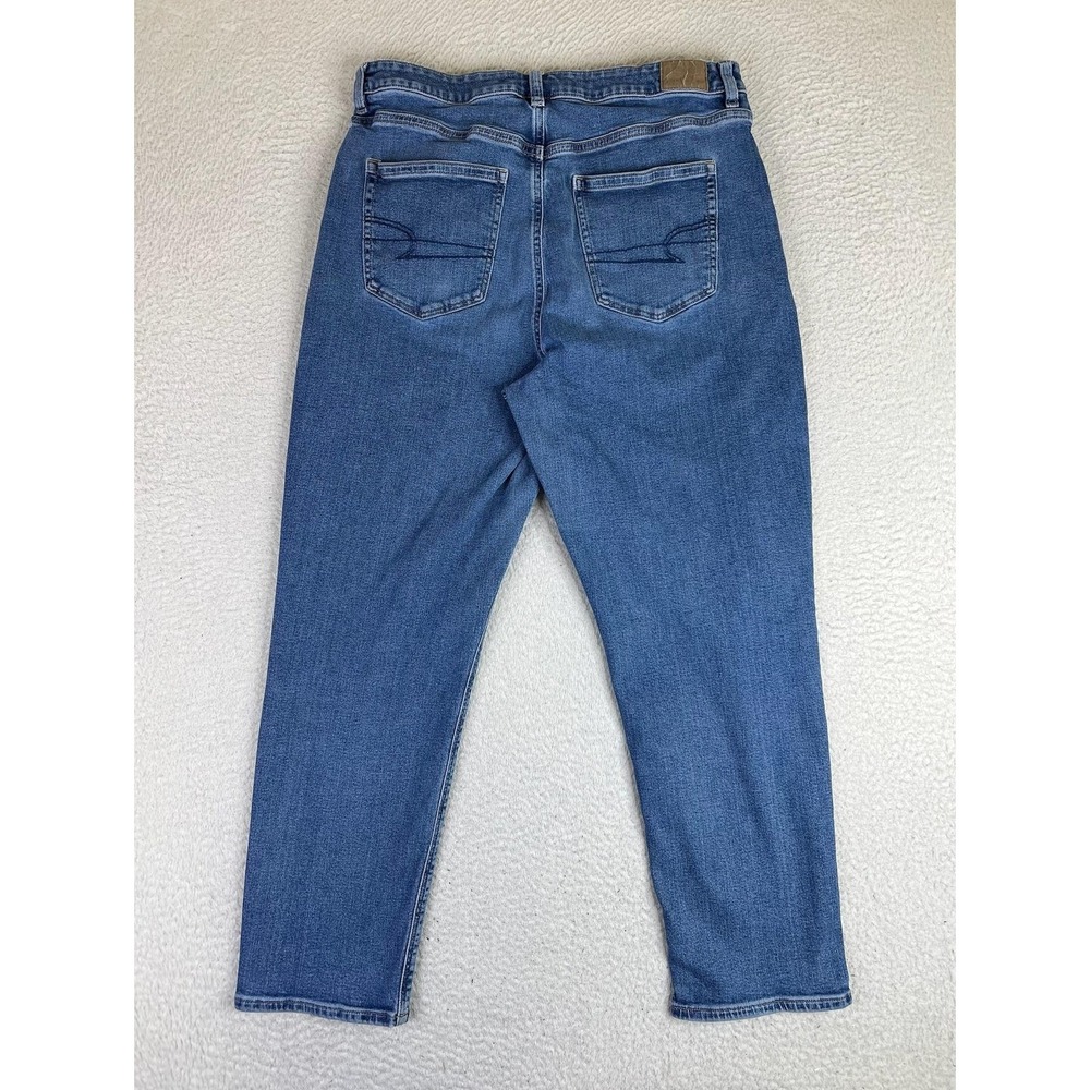 American Eagle Mom Jeans Womens 14 Blue Medium Wash High Rise Stretch Denim - Picture 2 of 14